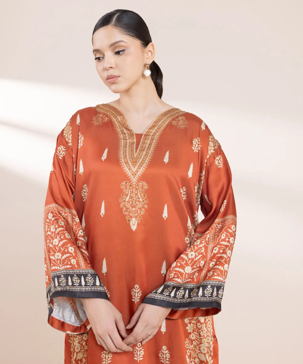 2 Piece - Embellished Silk Suit