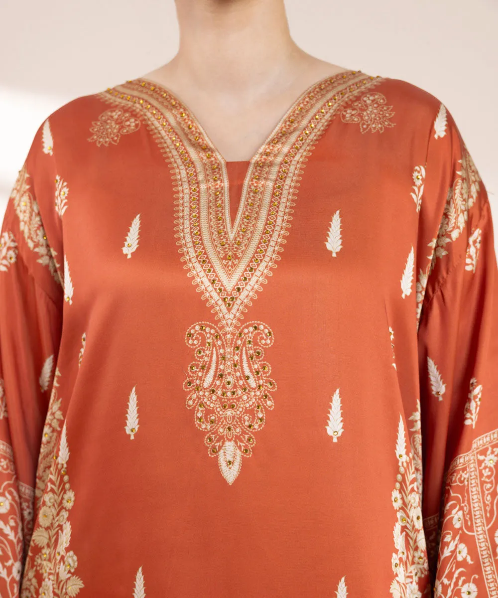 2 Piece - Embellished Silk Suit