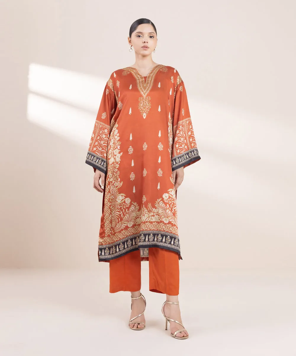 2 Piece - Embellished Silk Suit