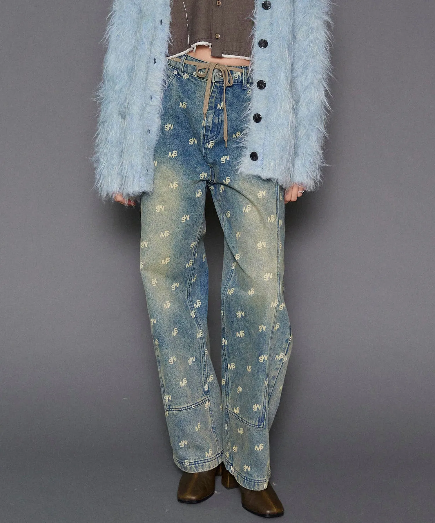【24WINTER PRE-ORDER】Monogram Print Denim Pants