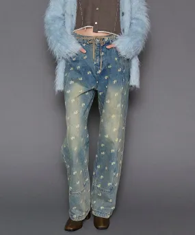 【24WINTER PRE-ORDER】Monogram Print Denim Pants