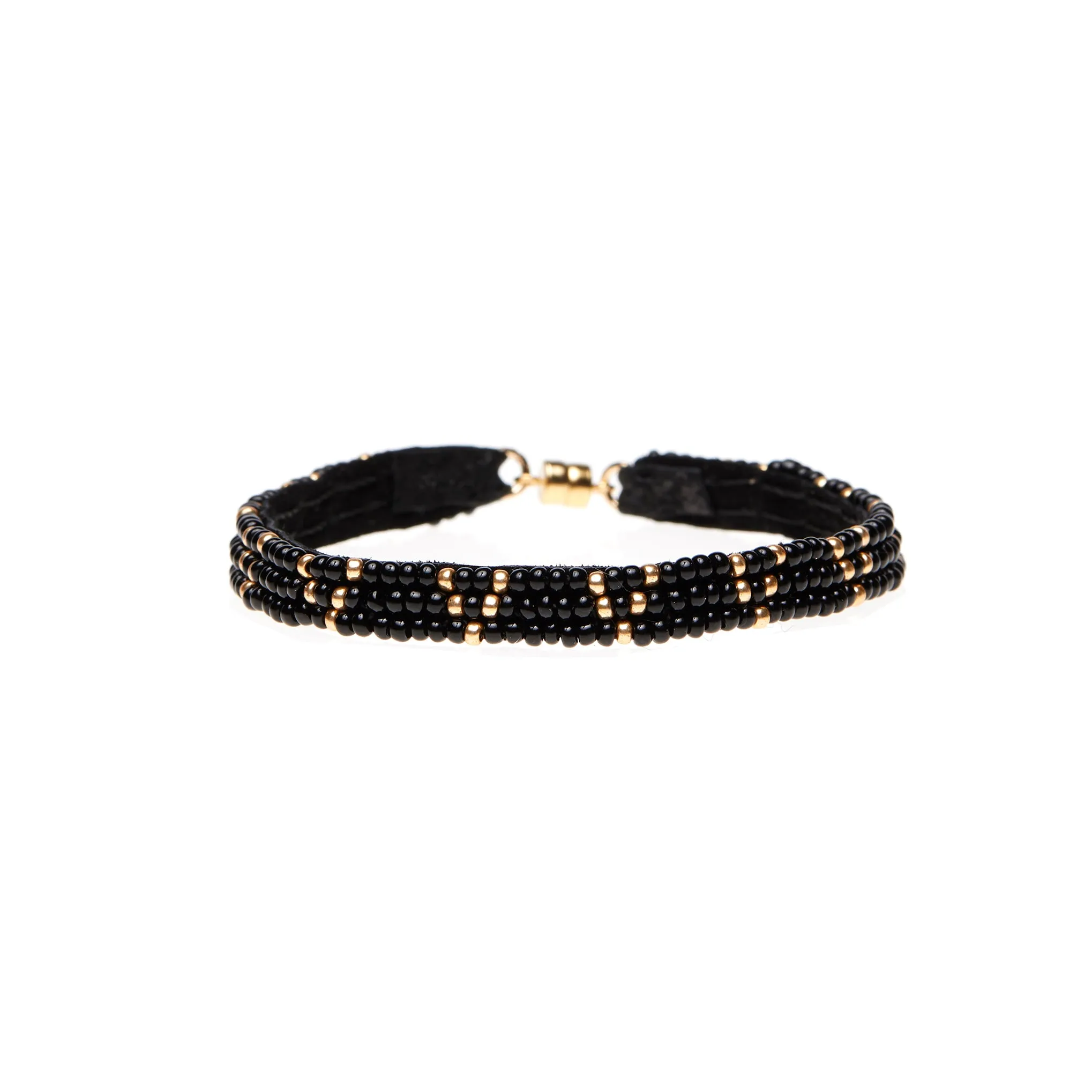 3 Dot Triangle XS Leather Bracelet - BLACK