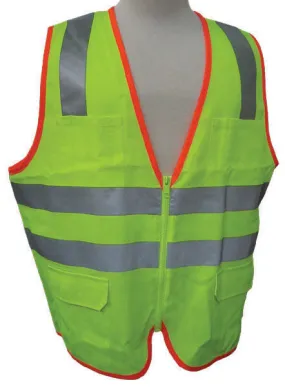3A Safety - ANSI Certified Safety Vest with Contrasting Outline Lime Color Size Large