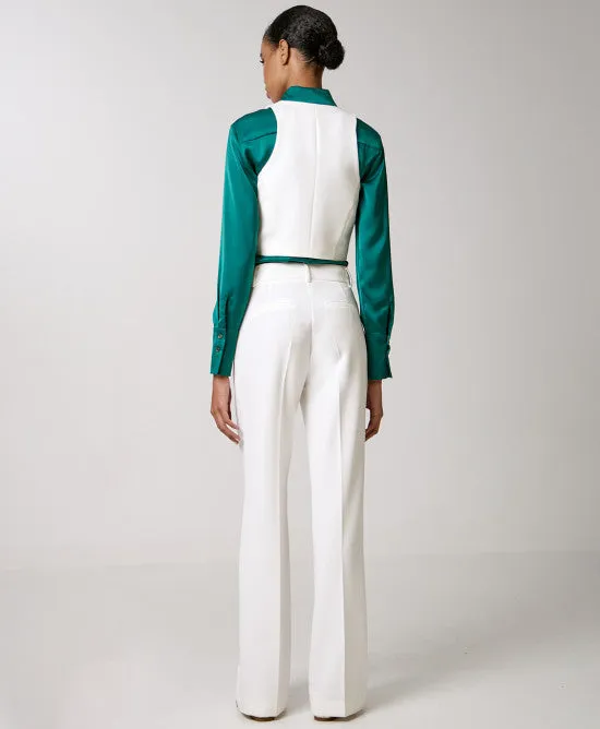 Access Fashion White Vest With Monogram Buttons