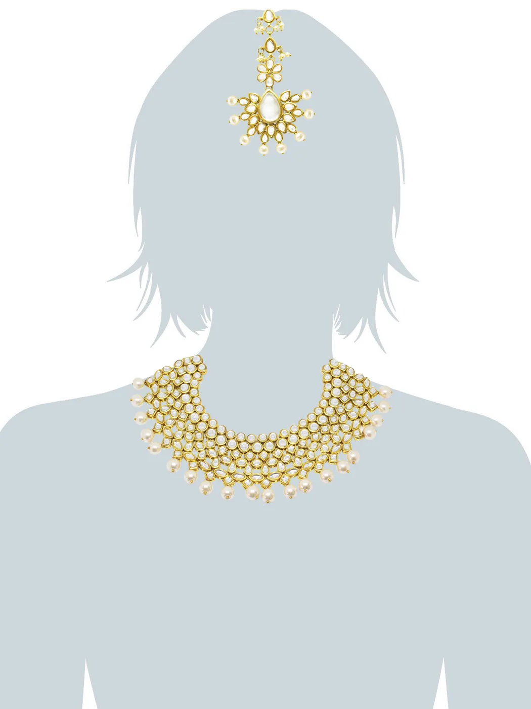 Antique Origins Kundan Pearl Drop Necklace Set