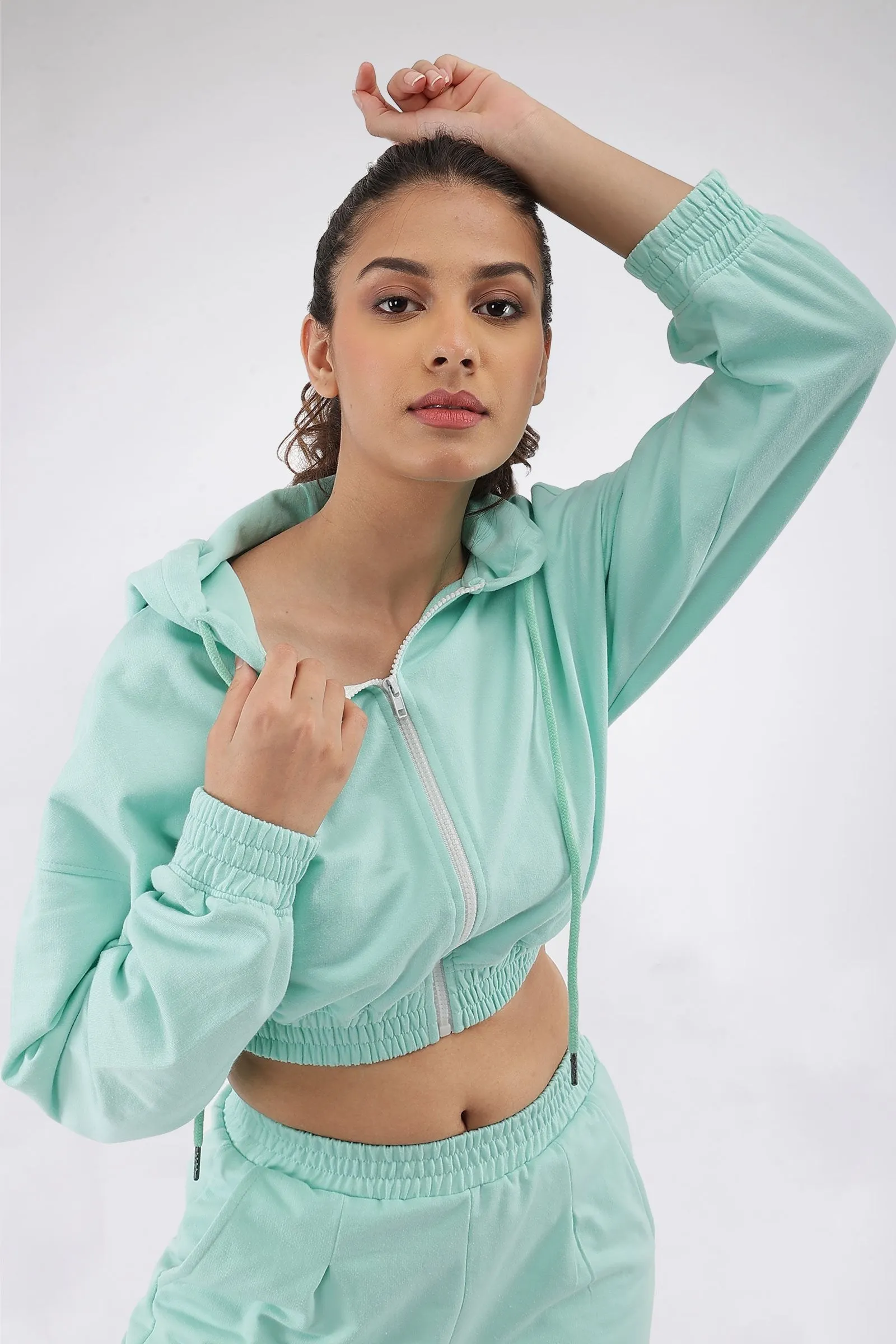 Aqua Cropped Hoodie