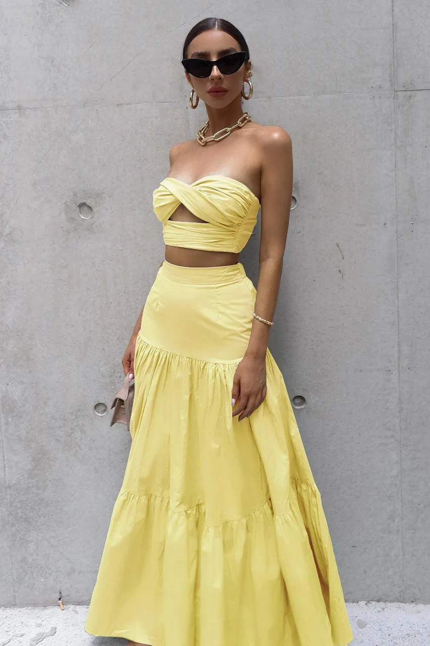 Ayla Maxi Skirt - Lemon