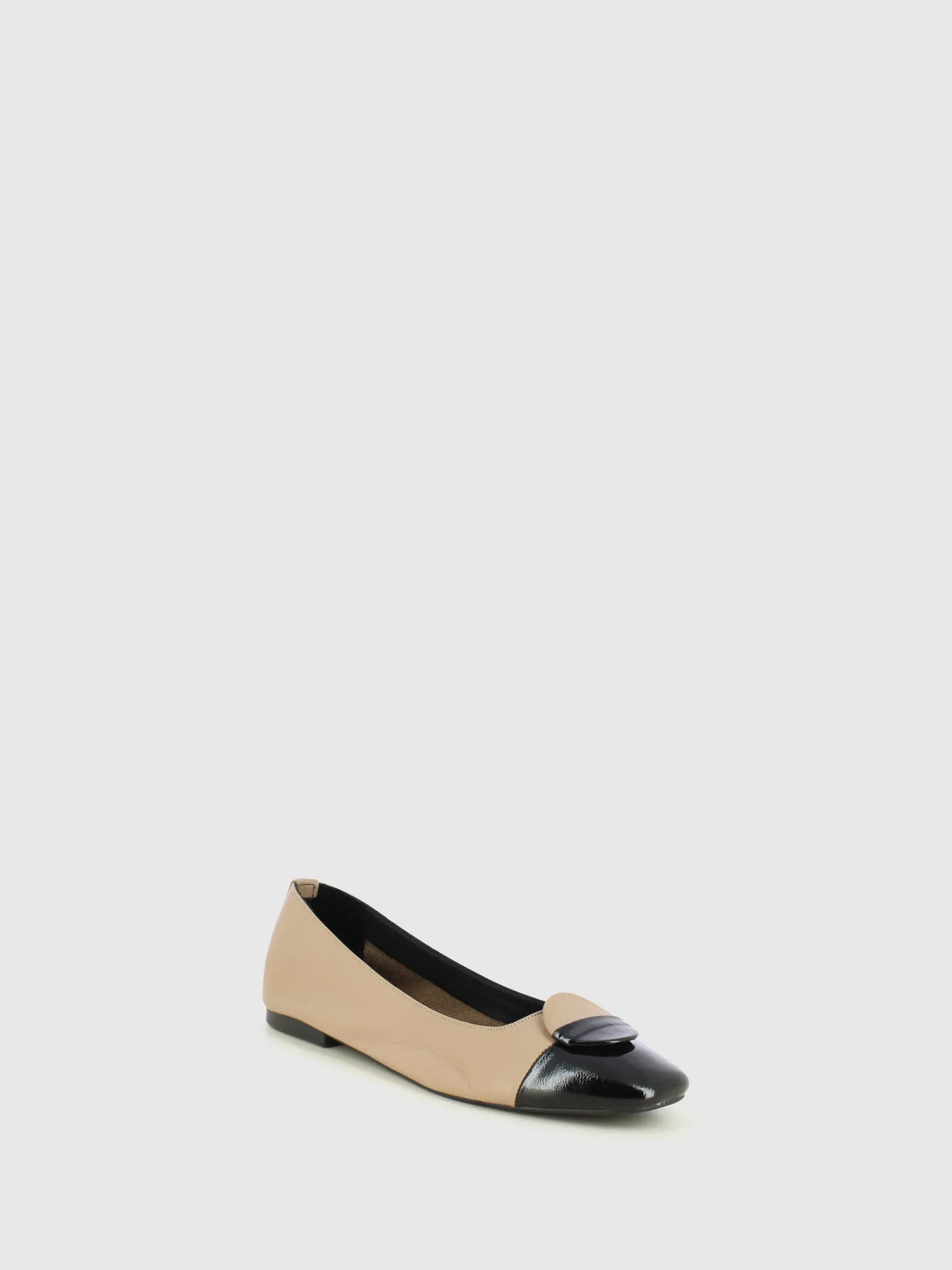 Beige Round Toe Ballerinas
