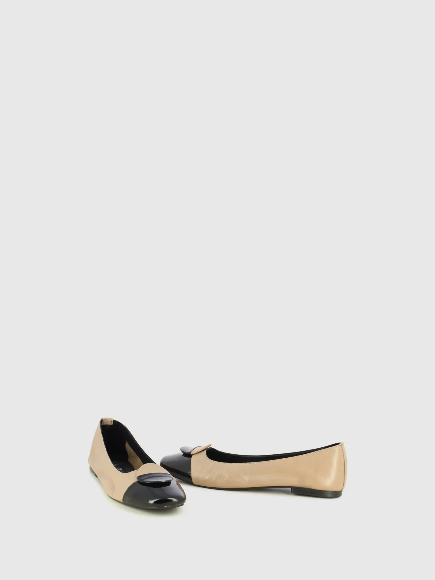 Beige Round Toe Ballerinas