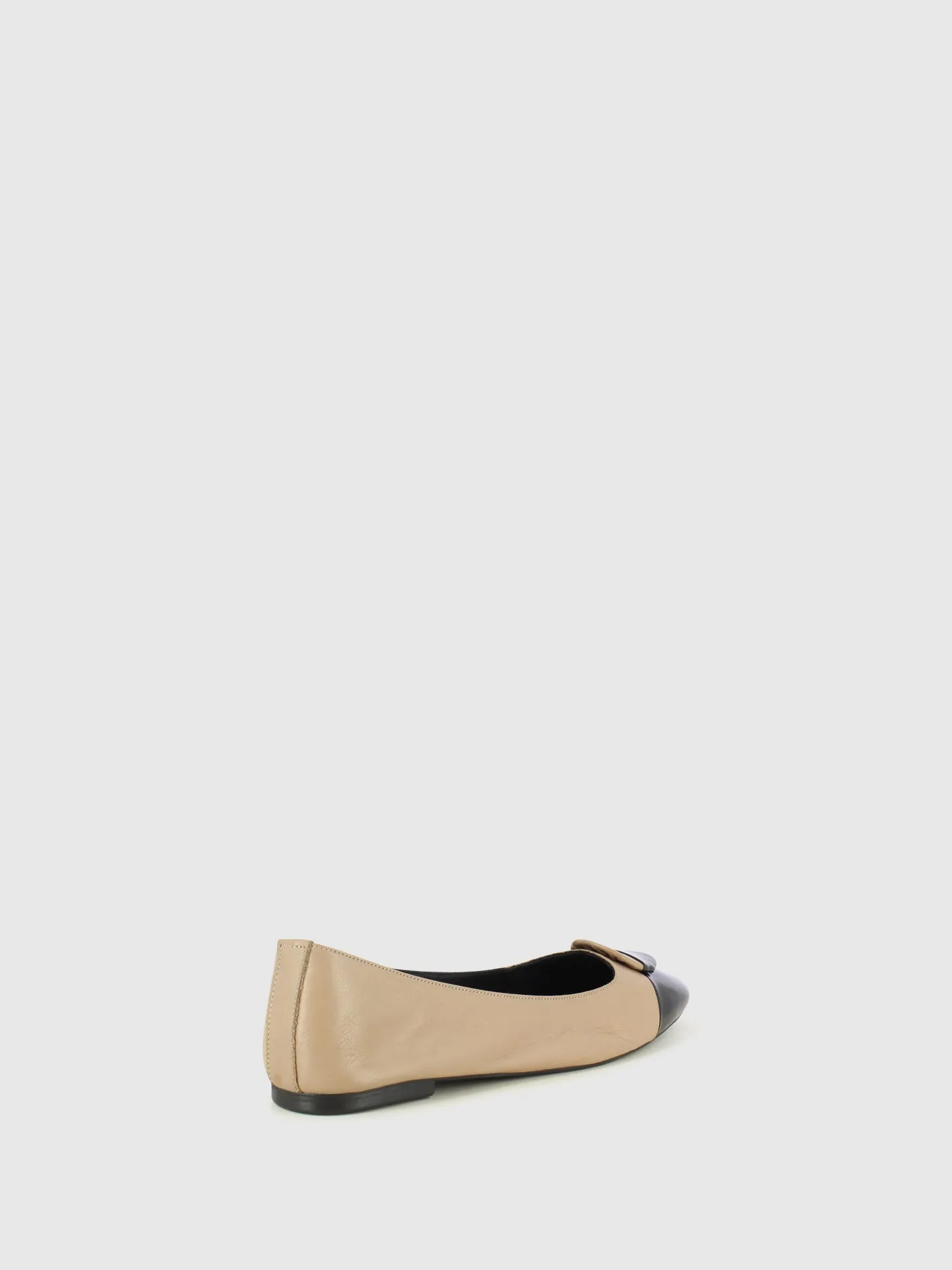 Beige Round Toe Ballerinas