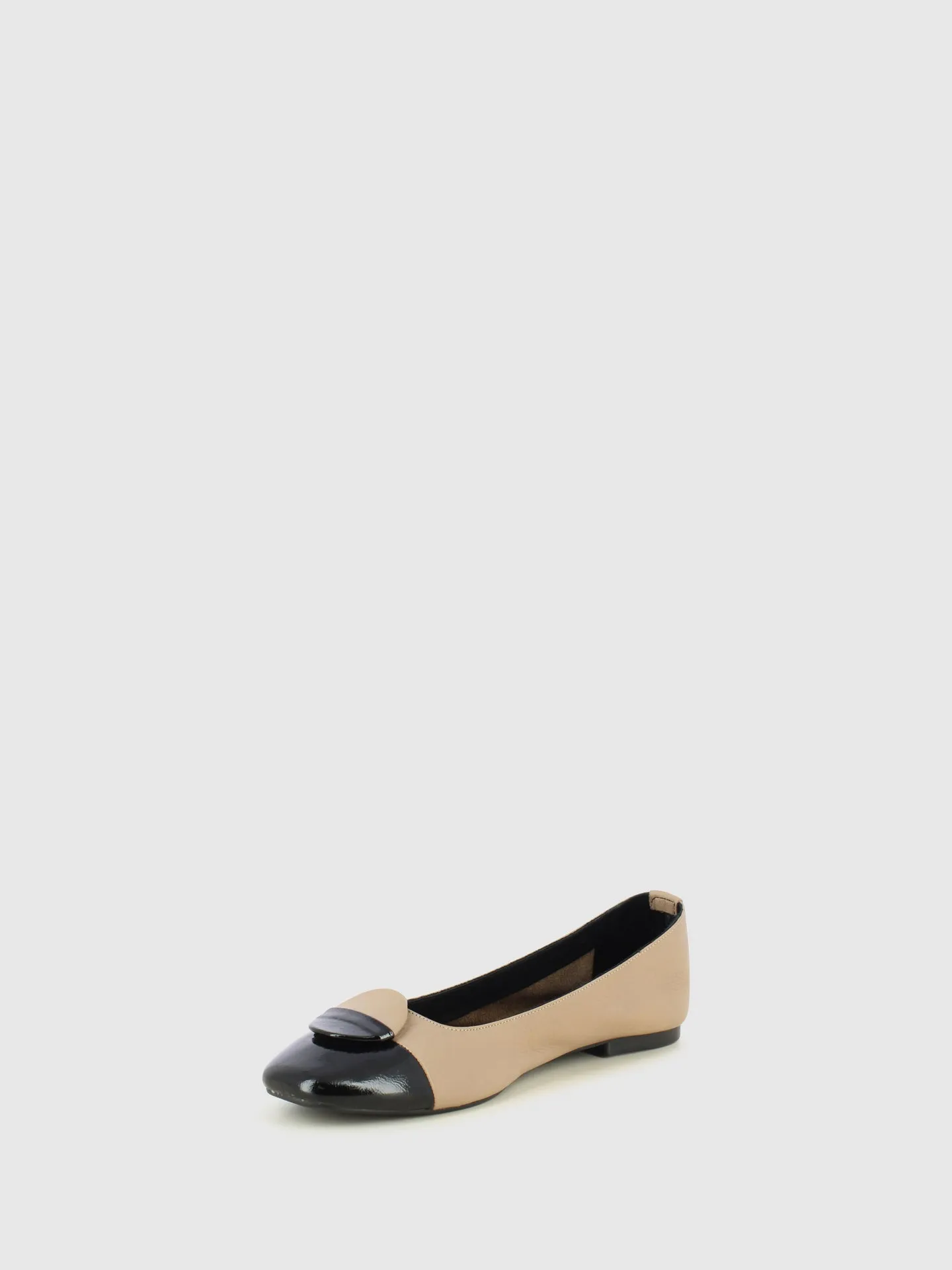 Beige Round Toe Ballerinas