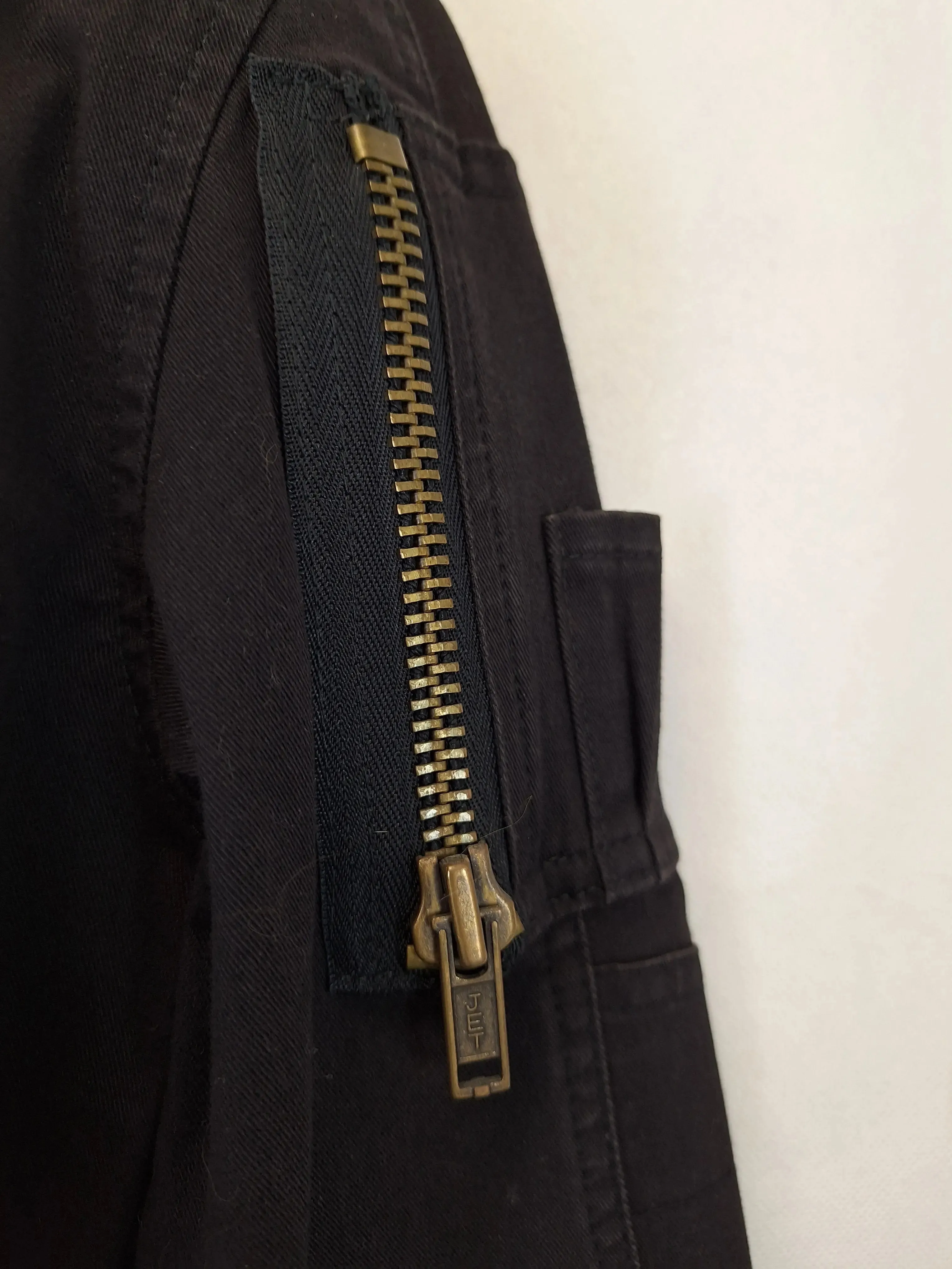 Bettina Liano Washed Black Denim Utility A-line Mini Dress Size 10