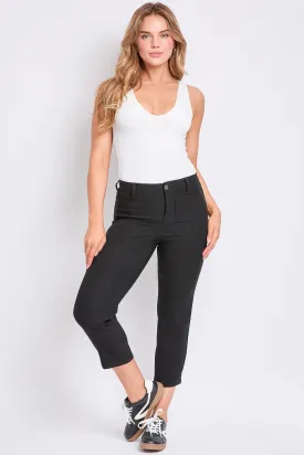 Black Hyperstretch High Rise Crop Straight Leg Pants