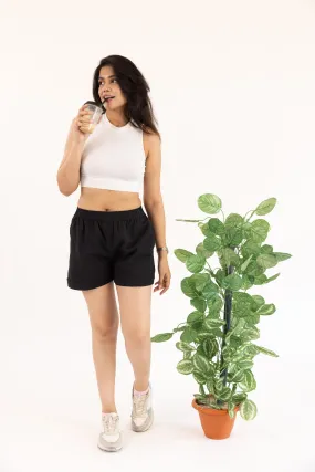 Black Women's Thigh-Length Shorts