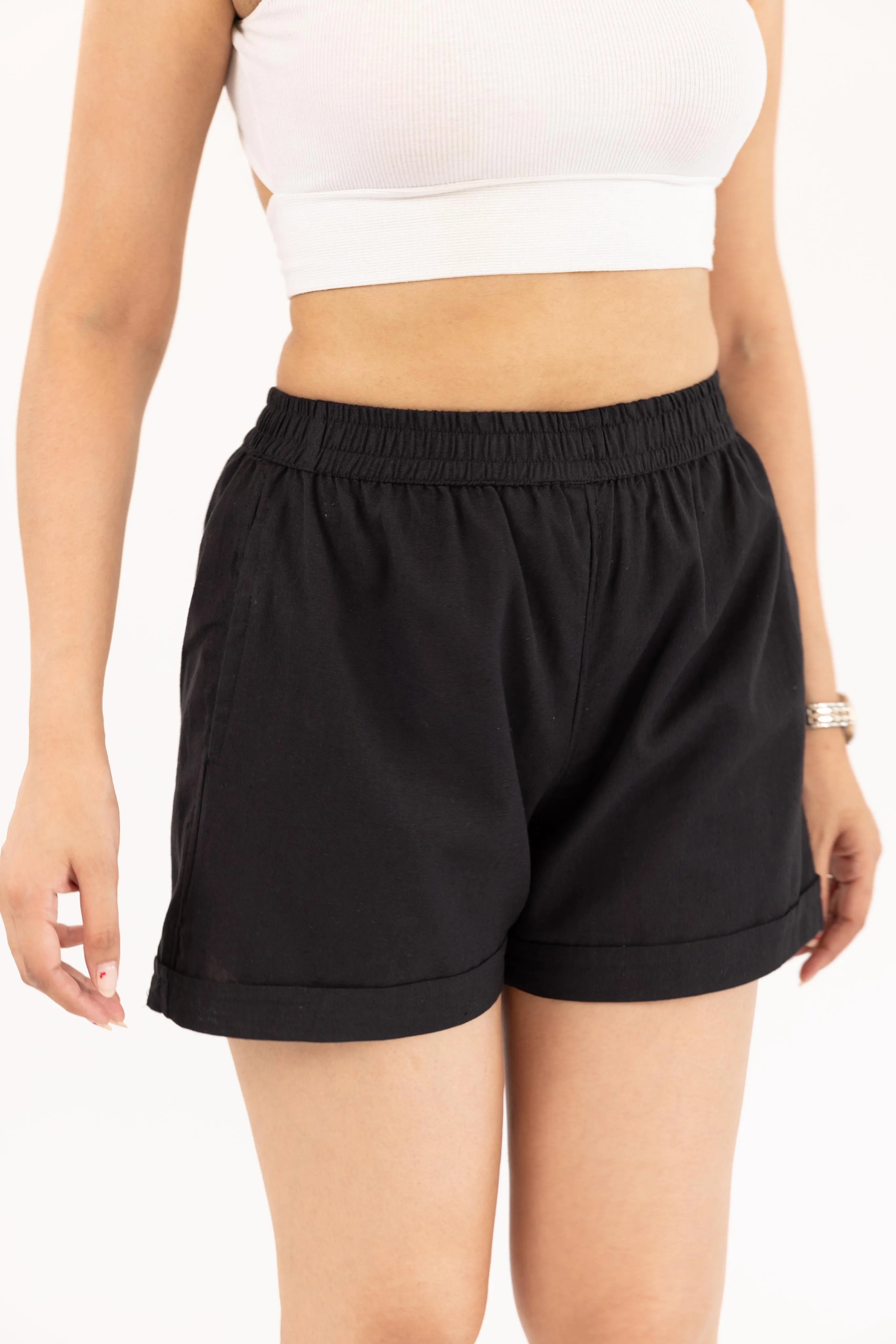 Black Women's Thigh-Length Shorts