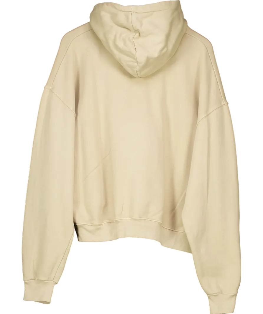 BLUU. Beige Latte Washed Oversized Logo Hoodie UK M
