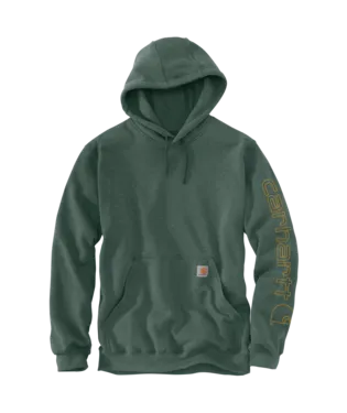 Carhartt Mens Frosted Balsam Heather Loosefit Midweight Sleeve Graphic Hoodie