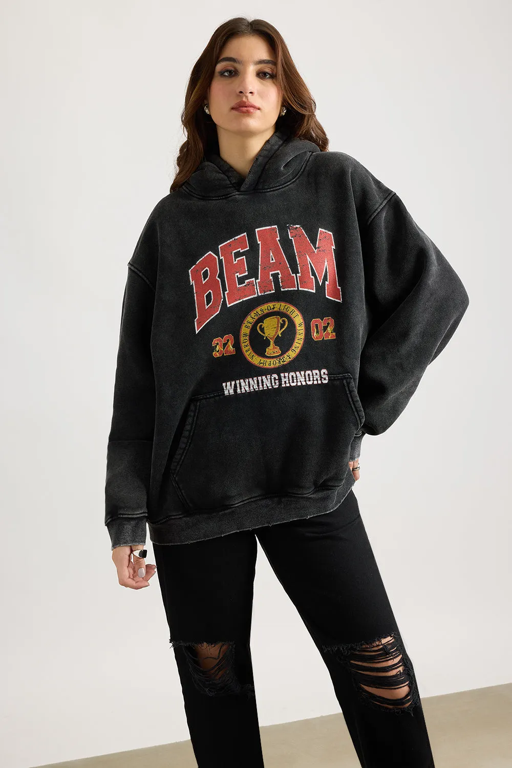 Charcoal Wash Beam Heavyweight Hoodie