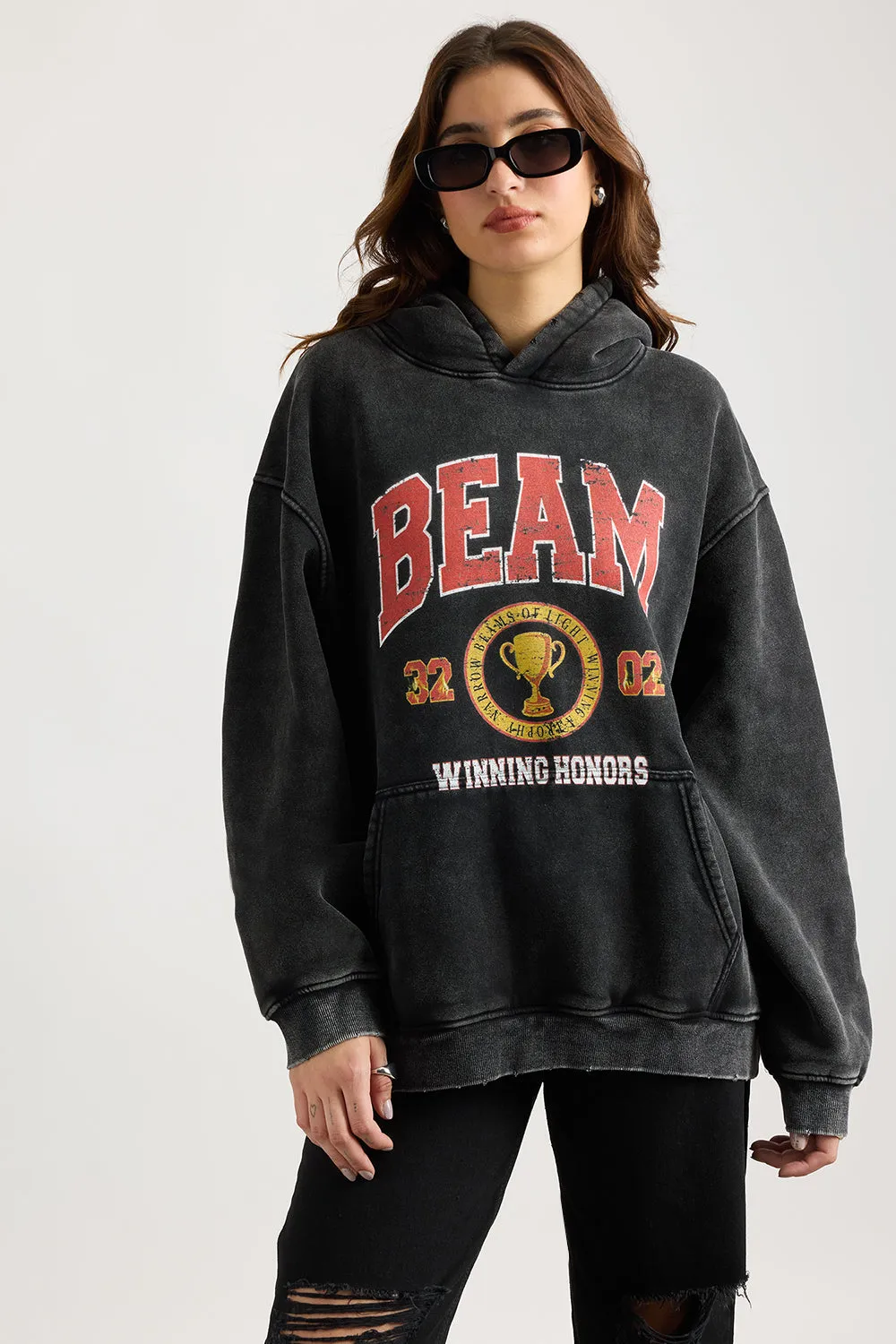 Charcoal Wash Beam Heavyweight Hoodie