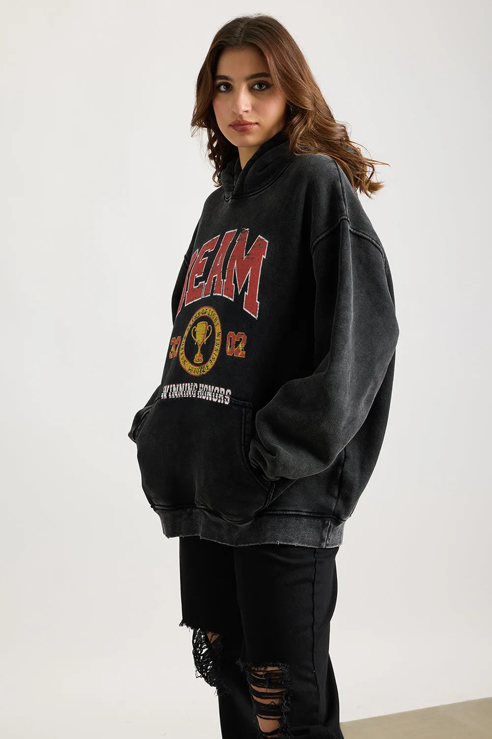 Charcoal Wash Beam Heavyweight Hoodie