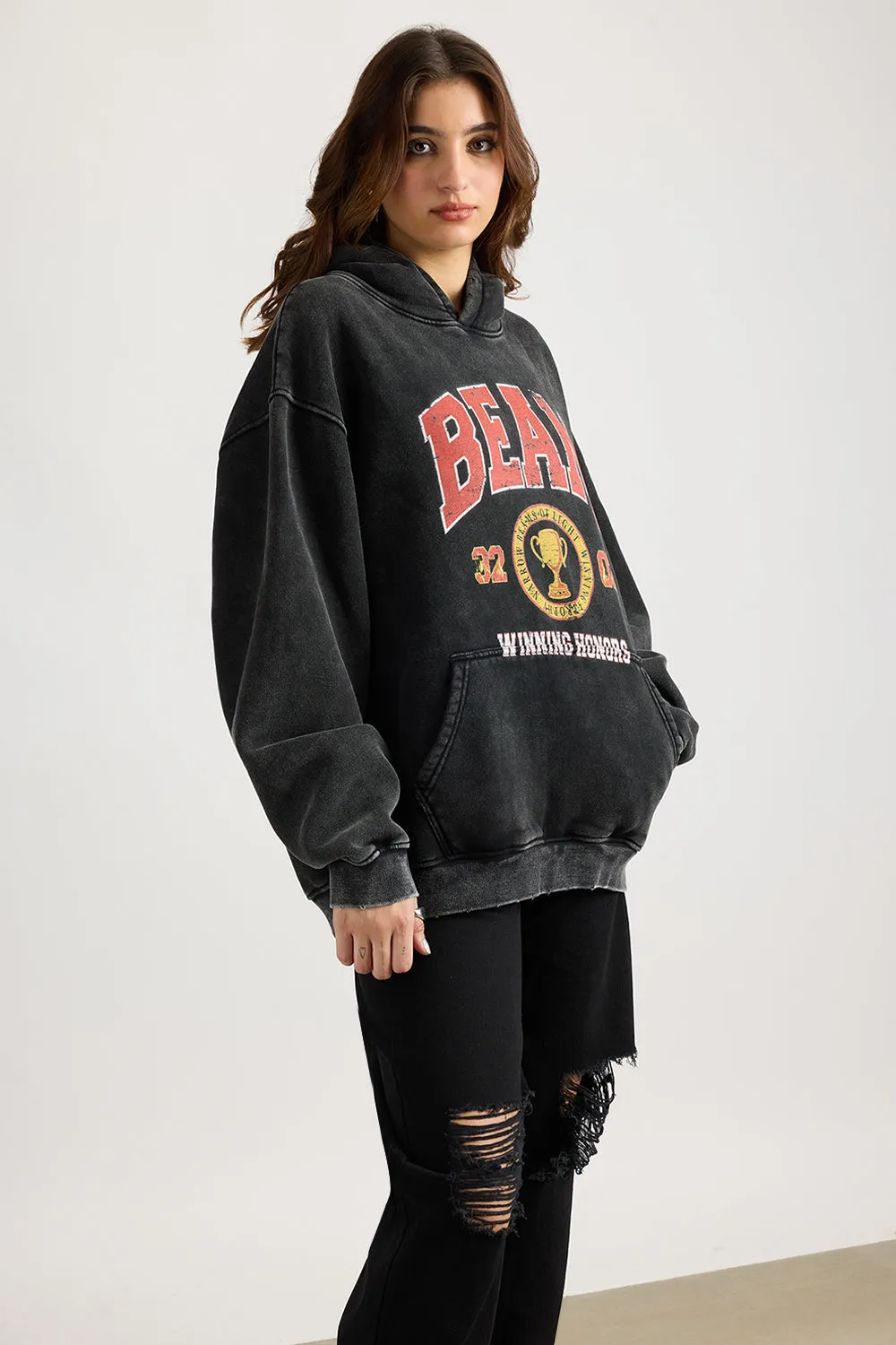 Charcoal Wash Beam Heavyweight Hoodie
