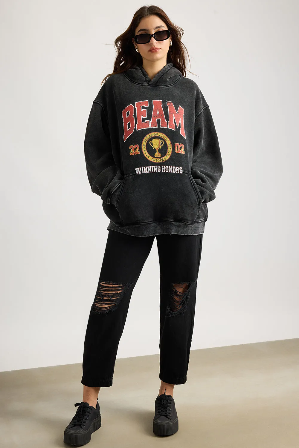 Charcoal Wash Beam Heavyweight Hoodie