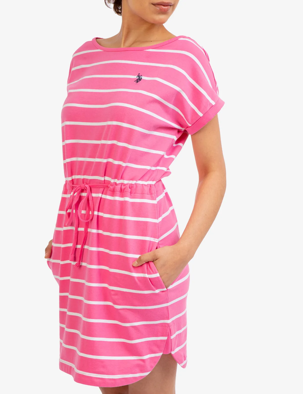 CINCH WAIST STRIPE DOLMAN DRESS