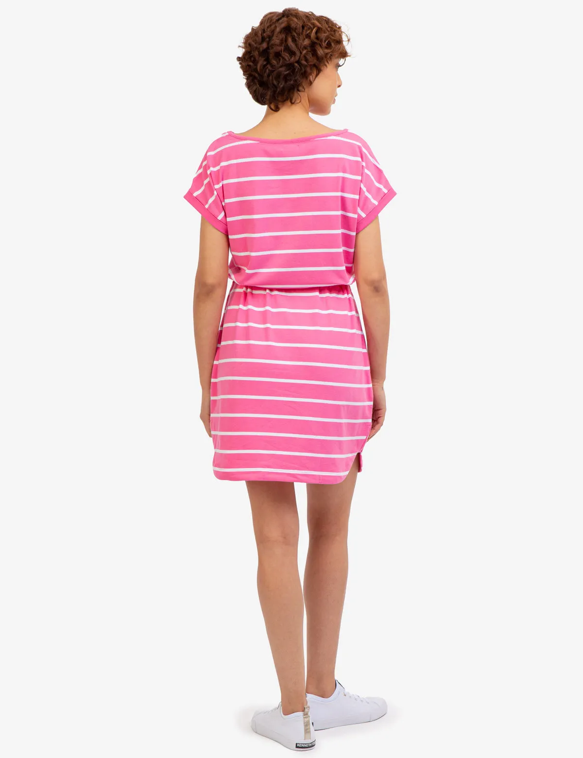 CINCH WAIST STRIPE DOLMAN DRESS