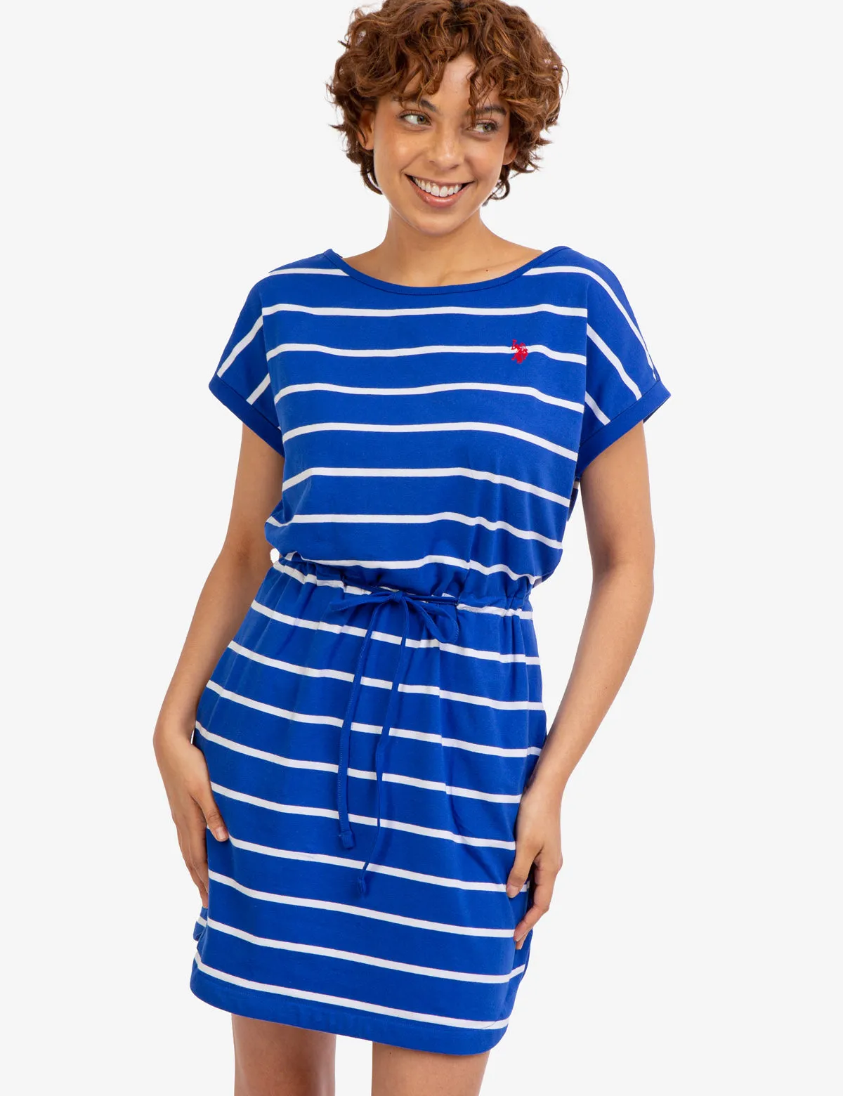 CINCH WAIST STRIPE DOLMAN DRESS