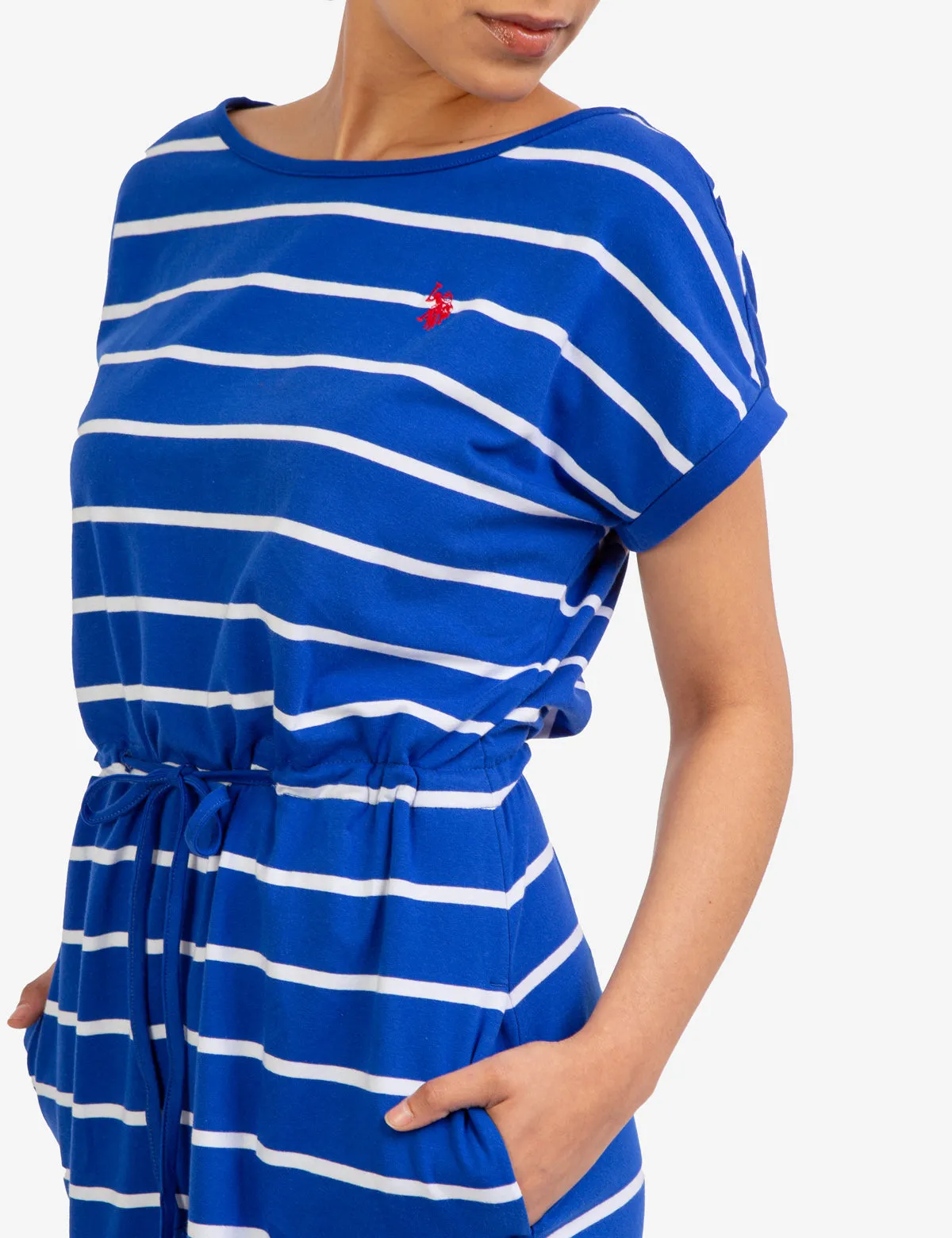 CINCH WAIST STRIPE DOLMAN DRESS