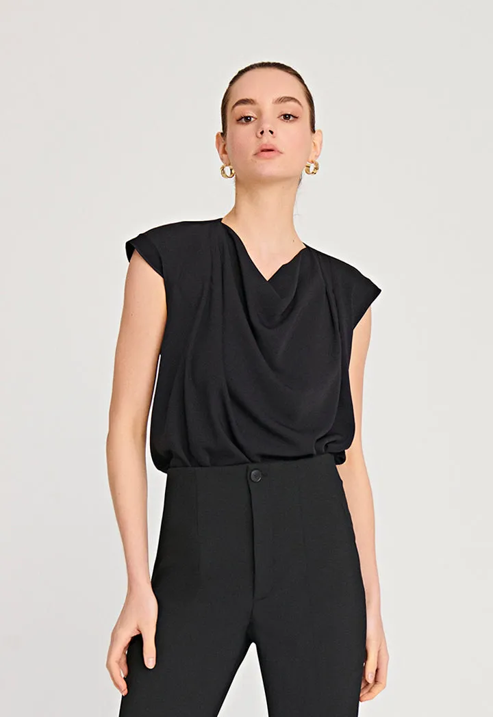 Cowl Neckline Solid Blouse