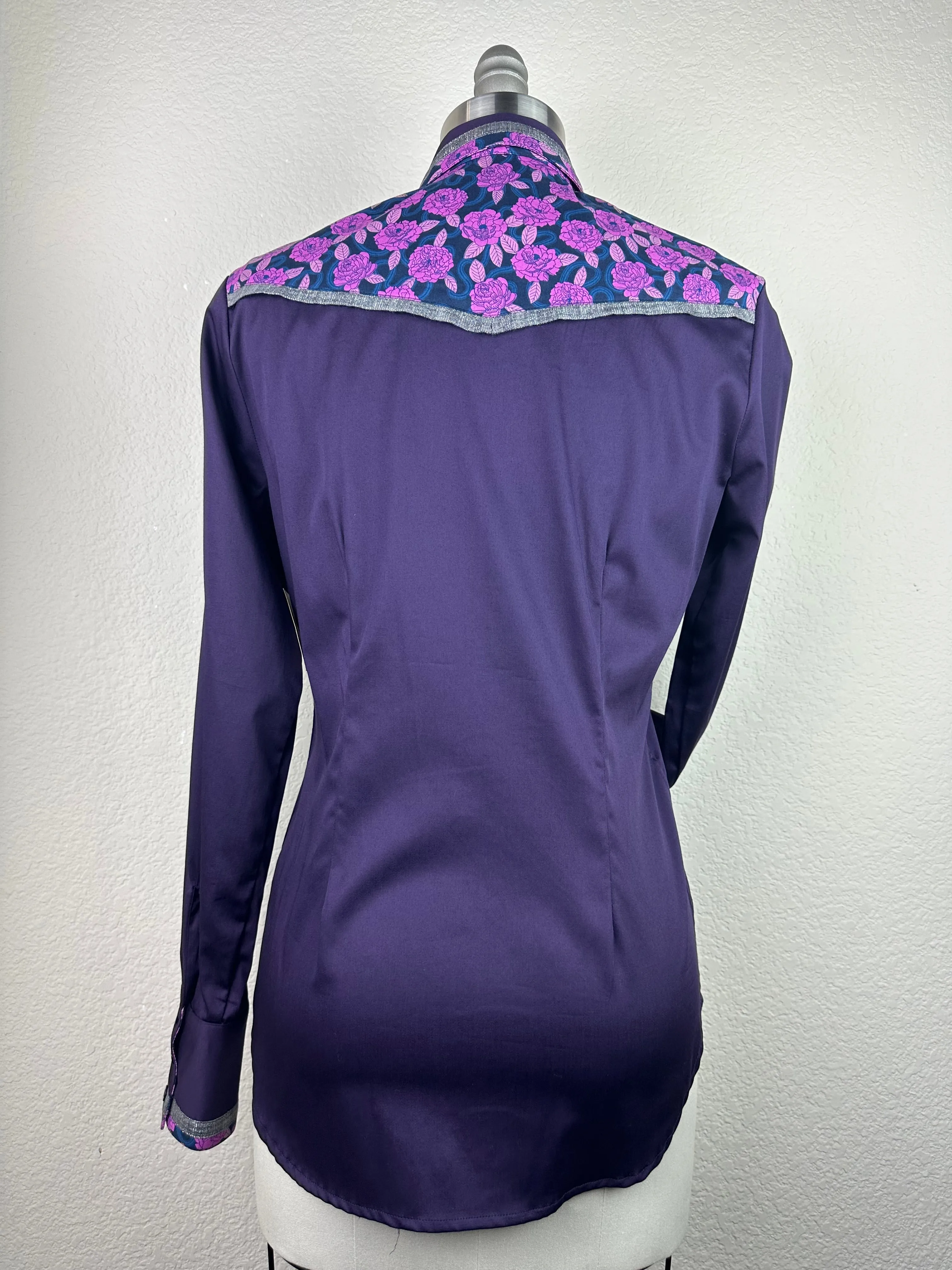 CR Ranch Pro Eggplant Stretch Cotton Sateen with Floral