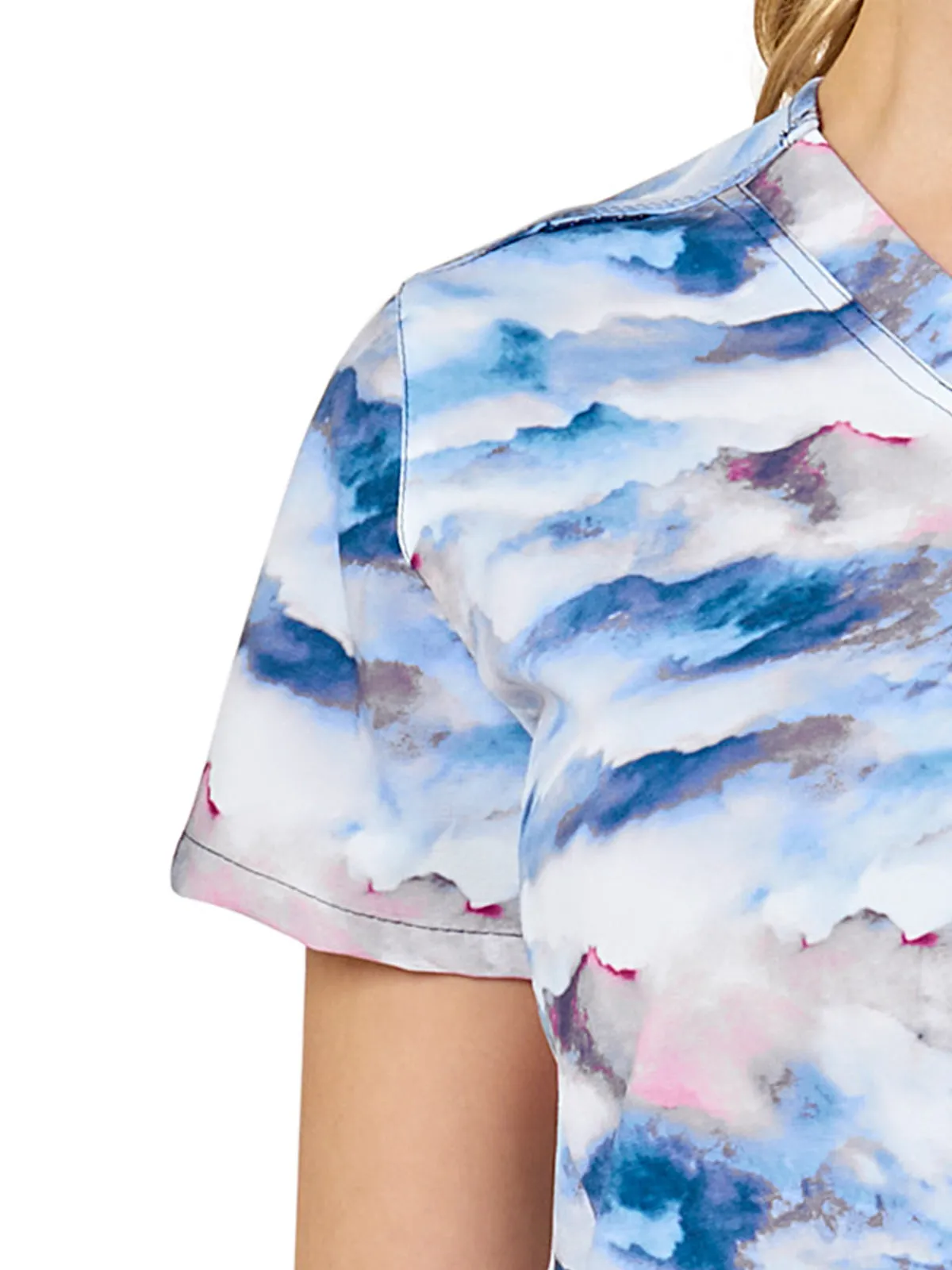 Cross-Flex - Women's Tuck-In Fern Stencil Print Scrub Top
