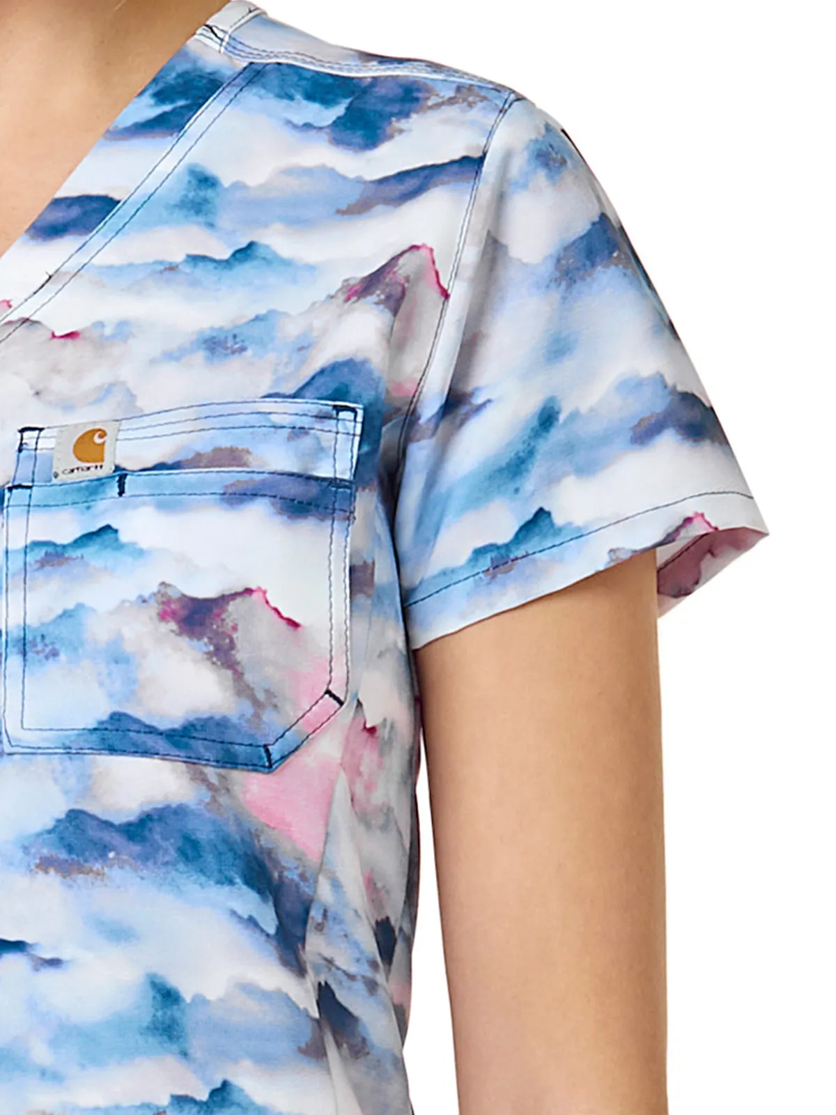 Cross-Flex - Women's Tuck-In Fern Stencil Print Scrub Top