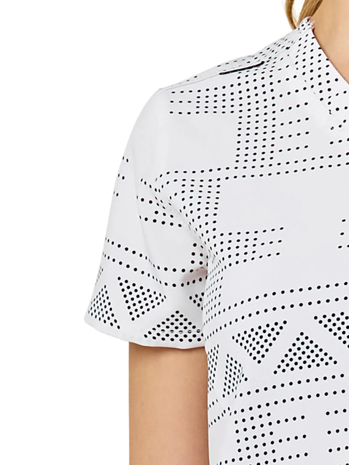 Cross-Flex - Women's Tuck-In Fern Stencil Print Scrub Top