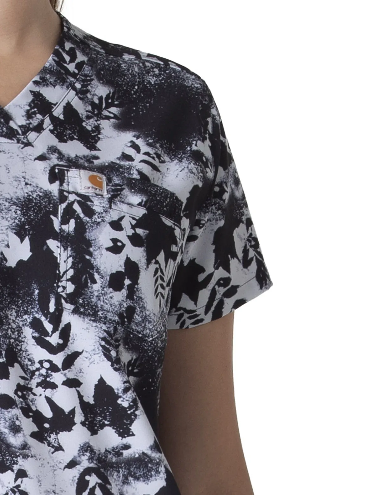 Cross-Flex - Women's Tuck-In Fern Stencil Print Scrub Top