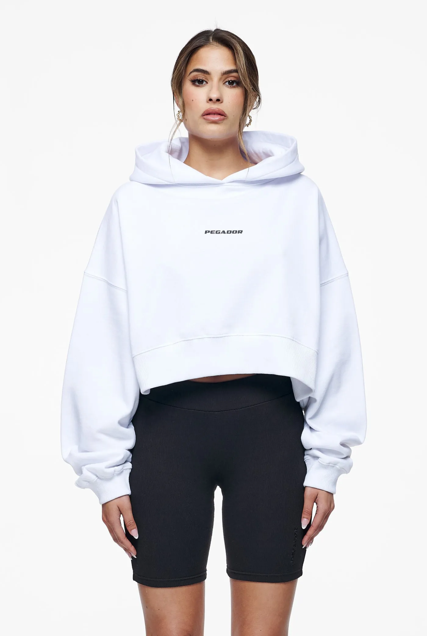 Culla Logo Oversized Cropped Hoodie White
