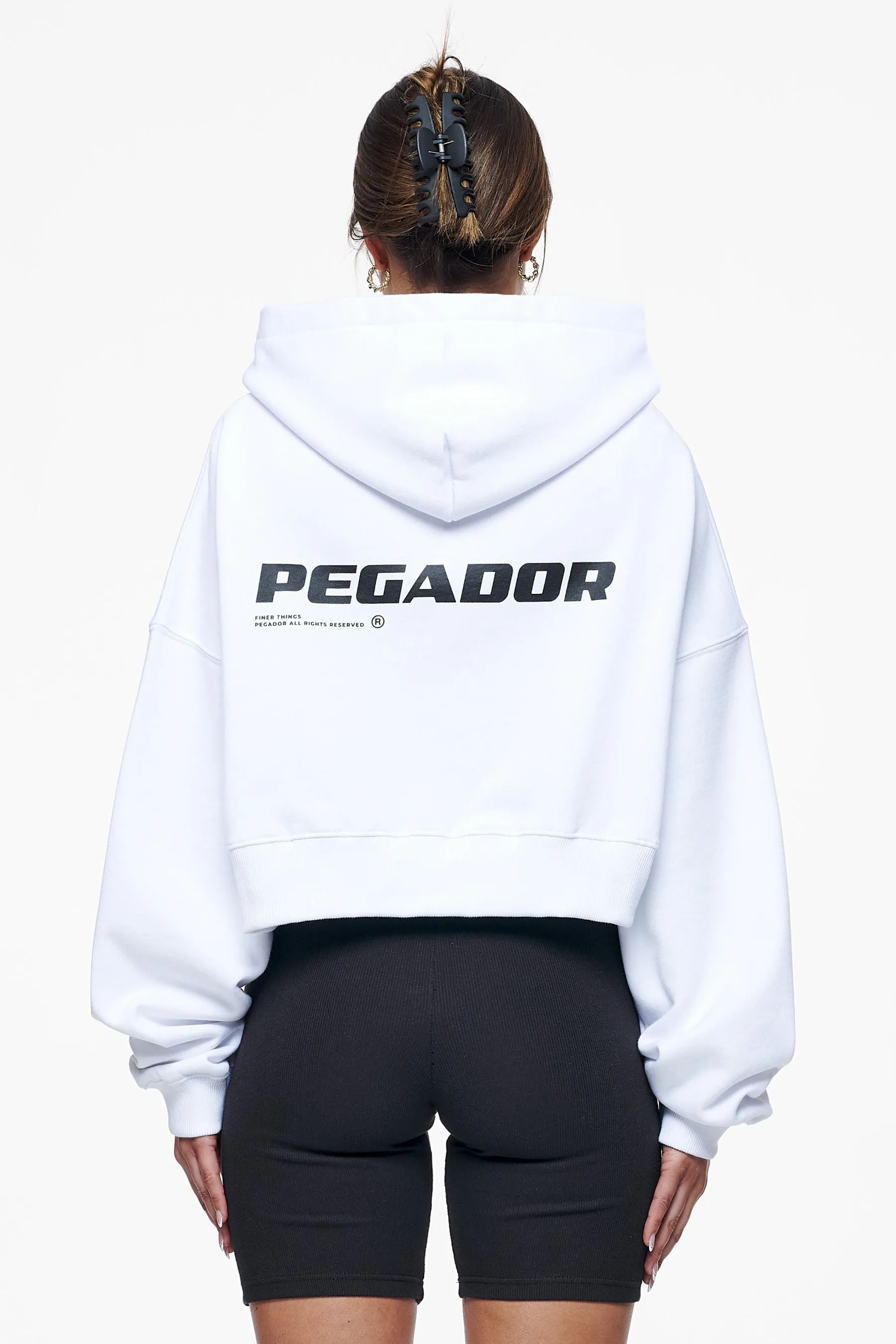 Culla Logo Oversized Cropped Hoodie White