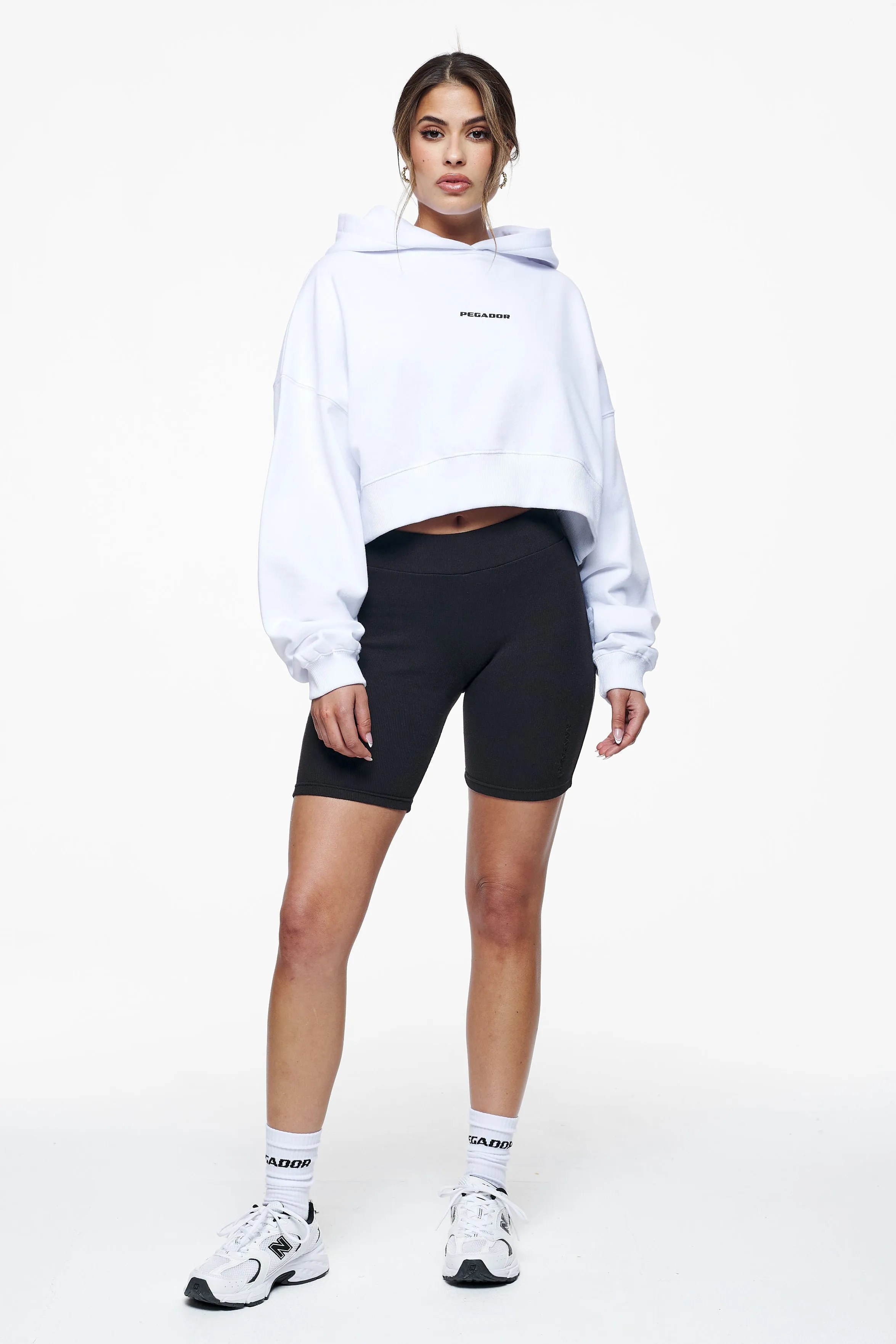 Culla Logo Oversized Cropped Hoodie White
