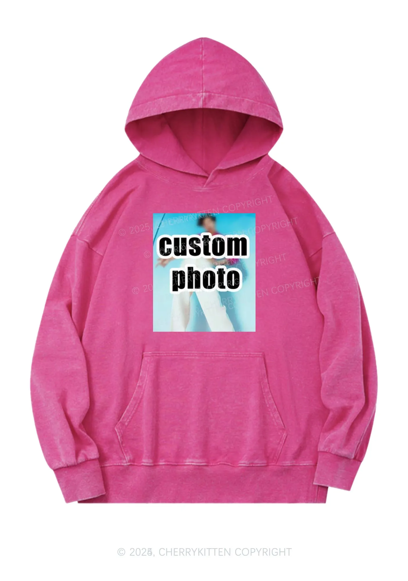 Custom Personalized Text Y2K Washed Hoodie Cherrykitten