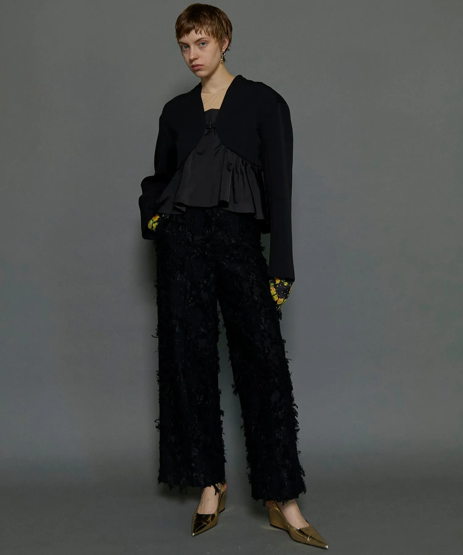 Cut Fringe Jacquard Pants