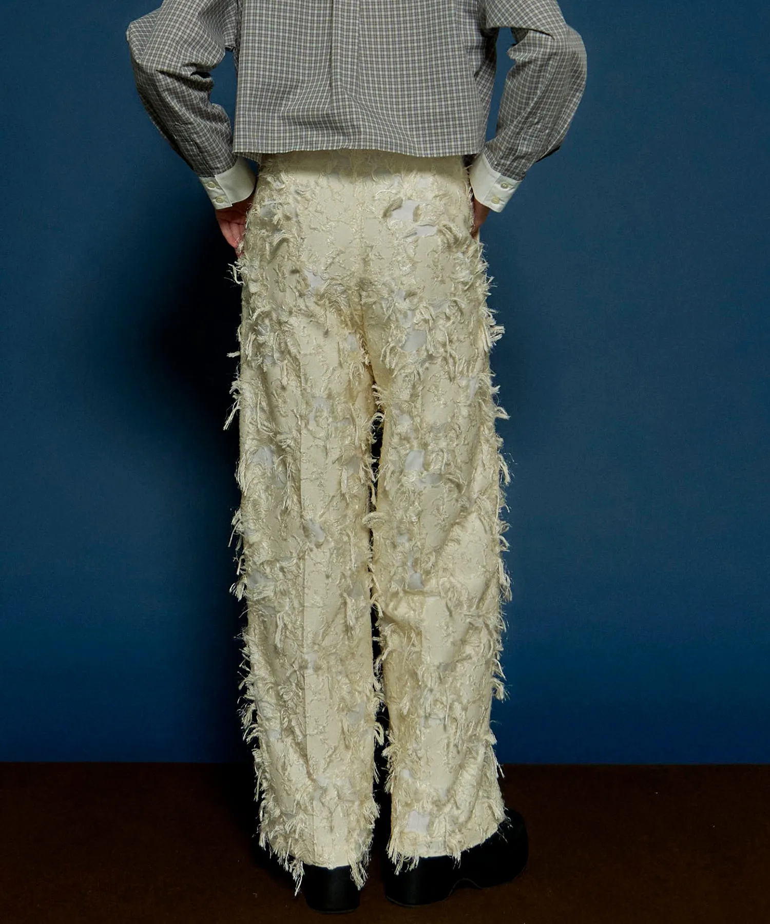 Cut Fringe Jacquard Pants