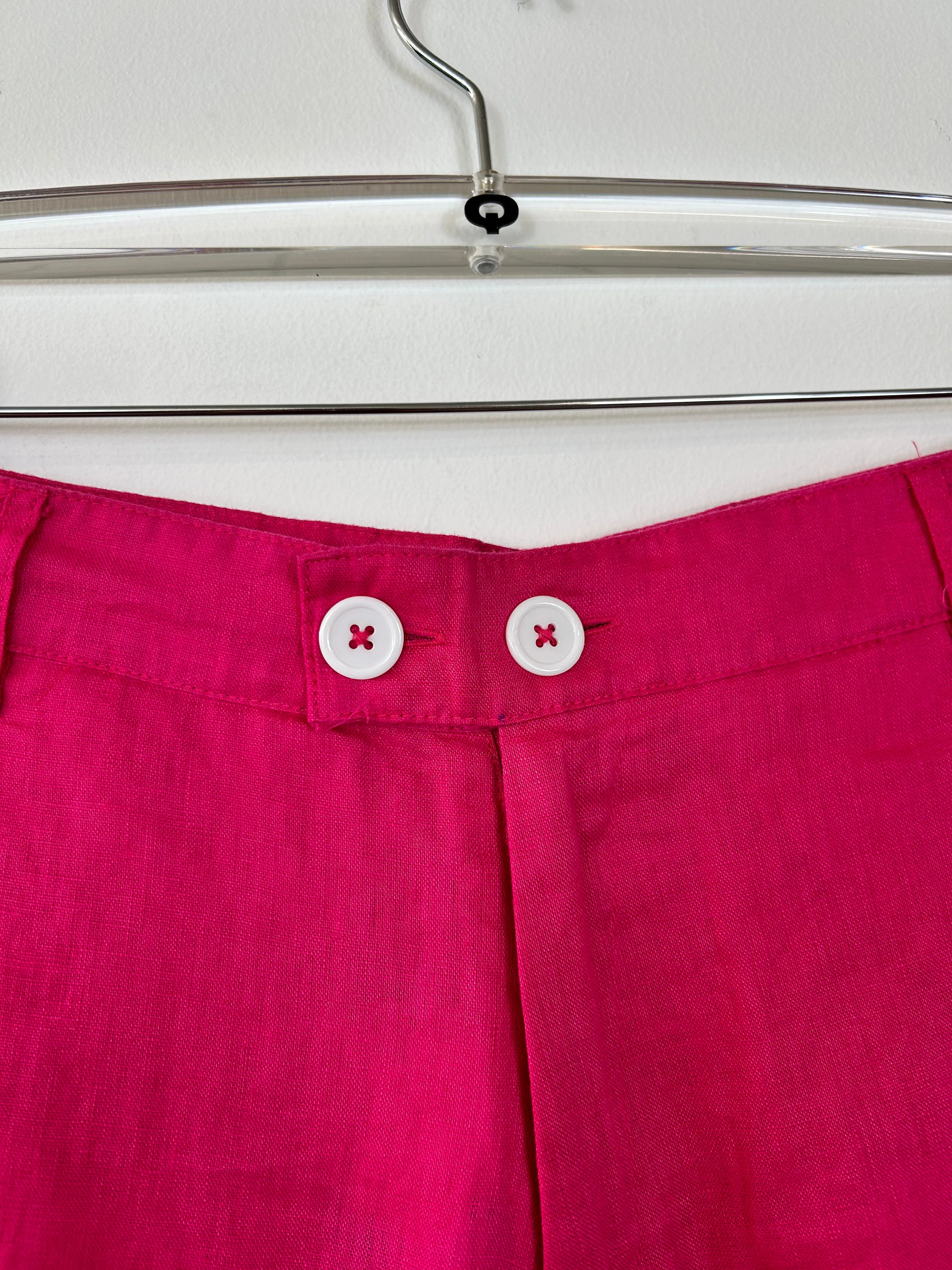Dark Pink Linen Shorts