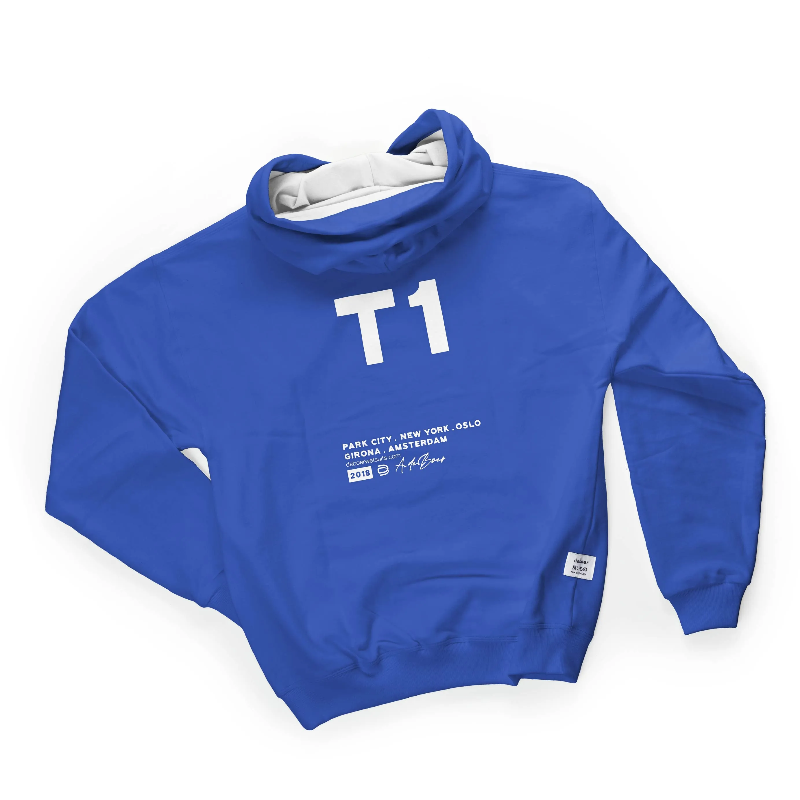 deboer premium hoodie royal & white