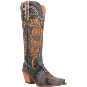 Dingo Women's 15" Texas Tornado Black Denim Almond Toe Western Boot