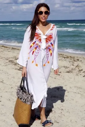 EMBROIDERED LONG SLEEVE KAFTAN DRESS CHAGALL