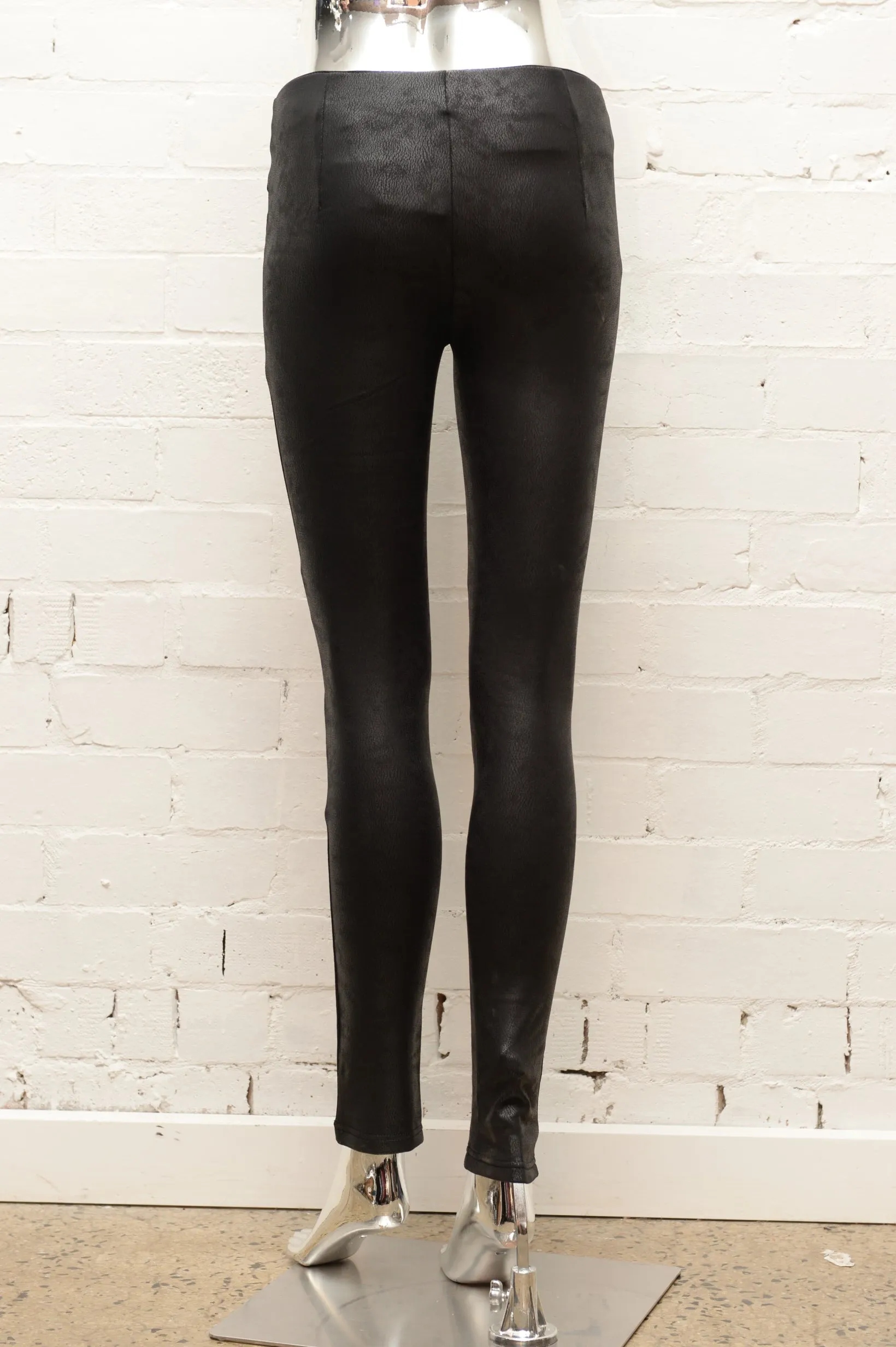 Faux Leather Split-knee Motorcycle Pants