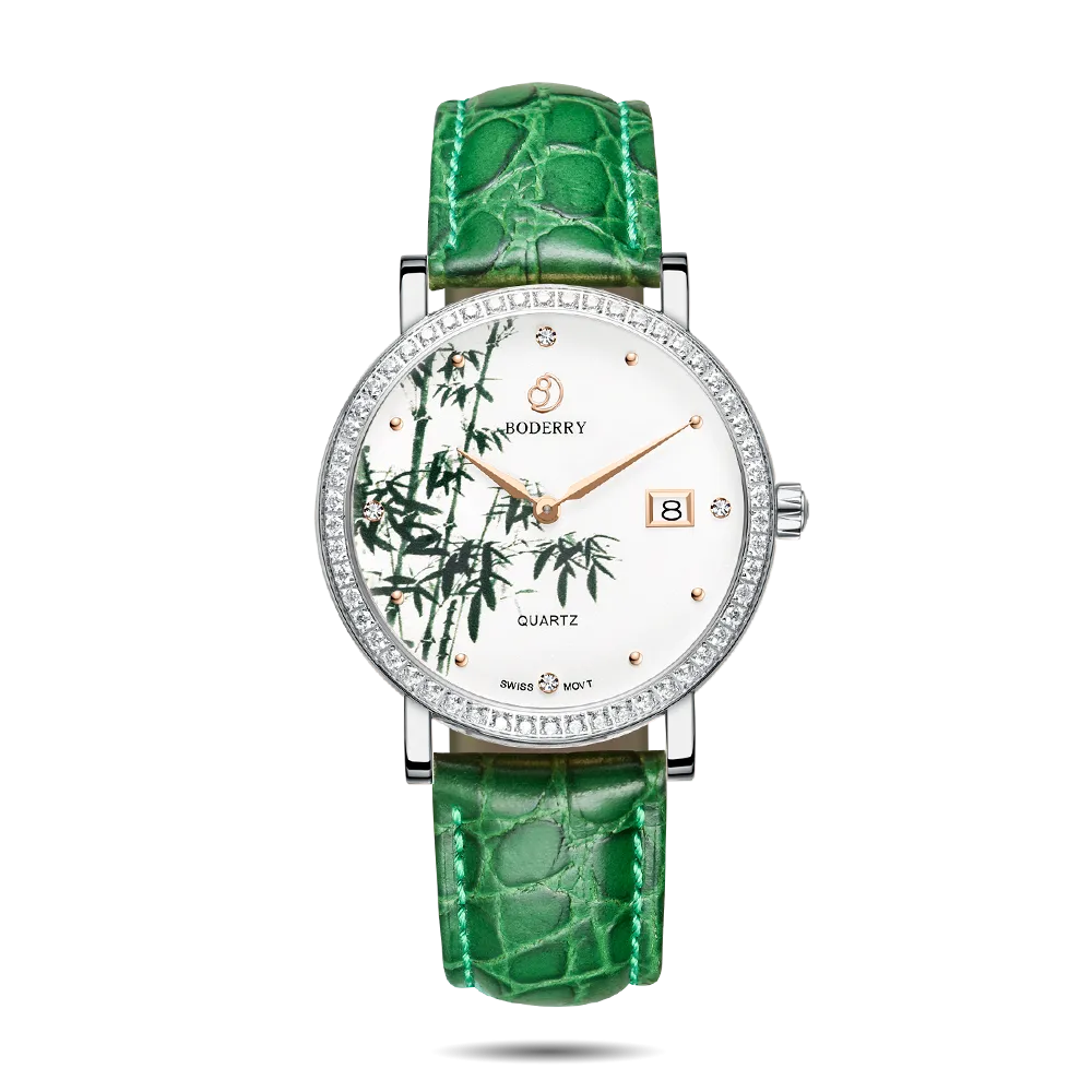 FLOWER - Swiss Quartz Movement Watch | Silver & Bamboo