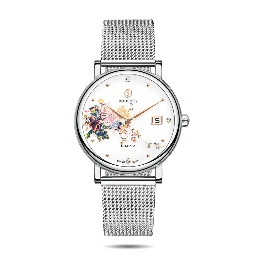 FLOWER - Swiss Quartz Movement Watch | Silver & Chrysanth