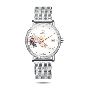 FLOWER - Swiss Quartz Movement Watch | Silver & Chrysanth